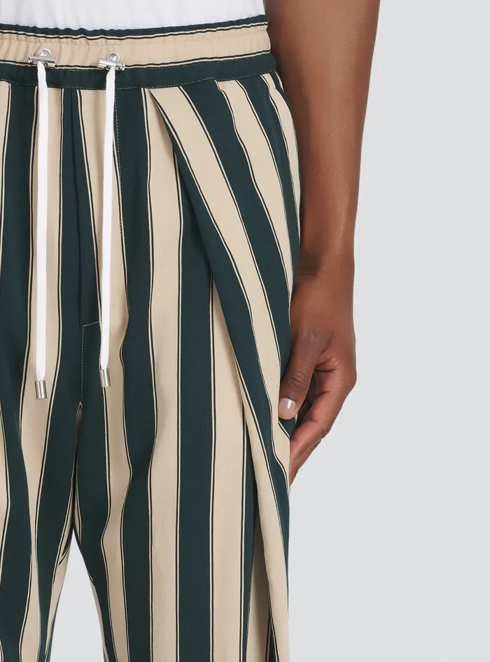 Balmain Trousers And Shorts Mens Striped EcoDesigned Cotton Pleated Pants Multicolor Balmain Trousers And Shorts Mens Striped EcoDesigned Cotton Pleated Pants Multicolor