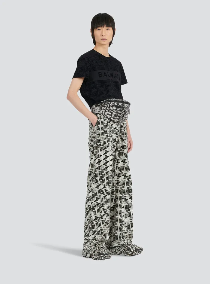Balmain Trousers And Shorts Mens Wide Jersey Balmain Monogram Pants Black Balmain Trousers And Shorts Mens Wide Jersey Balmain Monogram Pants Black