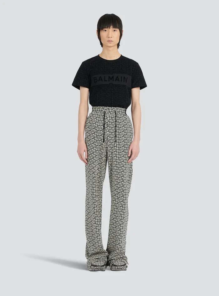 Balmain Trousers And Shorts Mens Wide Jersey Balmain Monogram Pants Black Balmain Trousers And Shorts Mens Wide Jersey Balmain Monogram Pants Black
