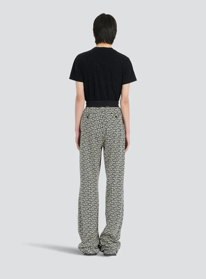 Balmain Trousers And Shorts Mens Wide Jersey Balmain Monogram Pants Black Balmain Trousers And Shorts Mens Wide Jersey Balmain Monogram Pants Black