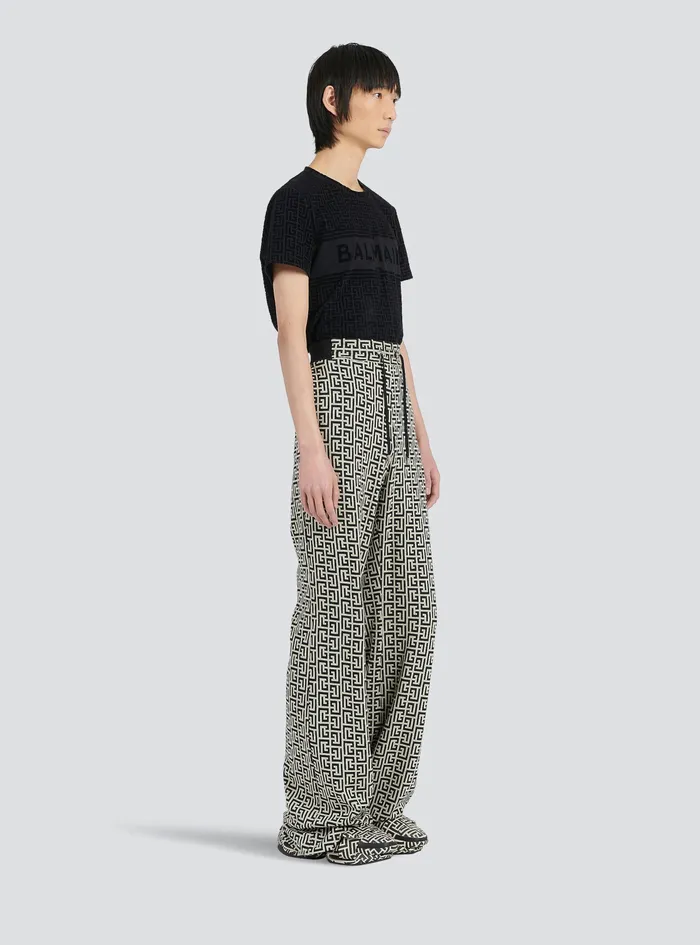 Balmain Trousers And Shorts Mens Wide Jersey Balmain Monogram Pants Black Balmain Trousers And Shorts Mens Wide Jersey Balmain Monogram Pants Black