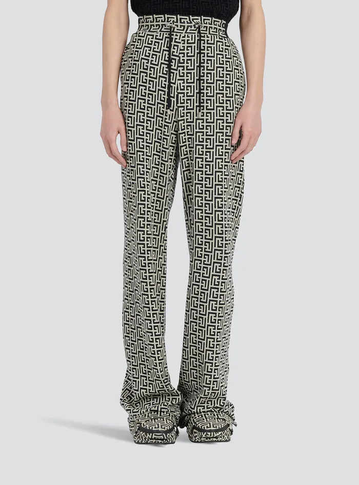 Balmain Trousers And Shorts Mens Wide Jersey Balmain Monogram Pants Black Balmain Trousers And Shorts Mens Wide Jersey Balmain Monogram Pants Black