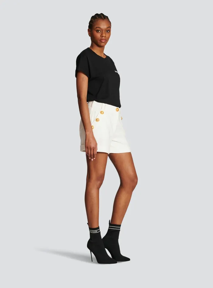 Balmain Trousers And Shorts Womens Cotton LowRise Shorts White Balmain Trousers And Shorts Womens Cotton LowRise Shorts White