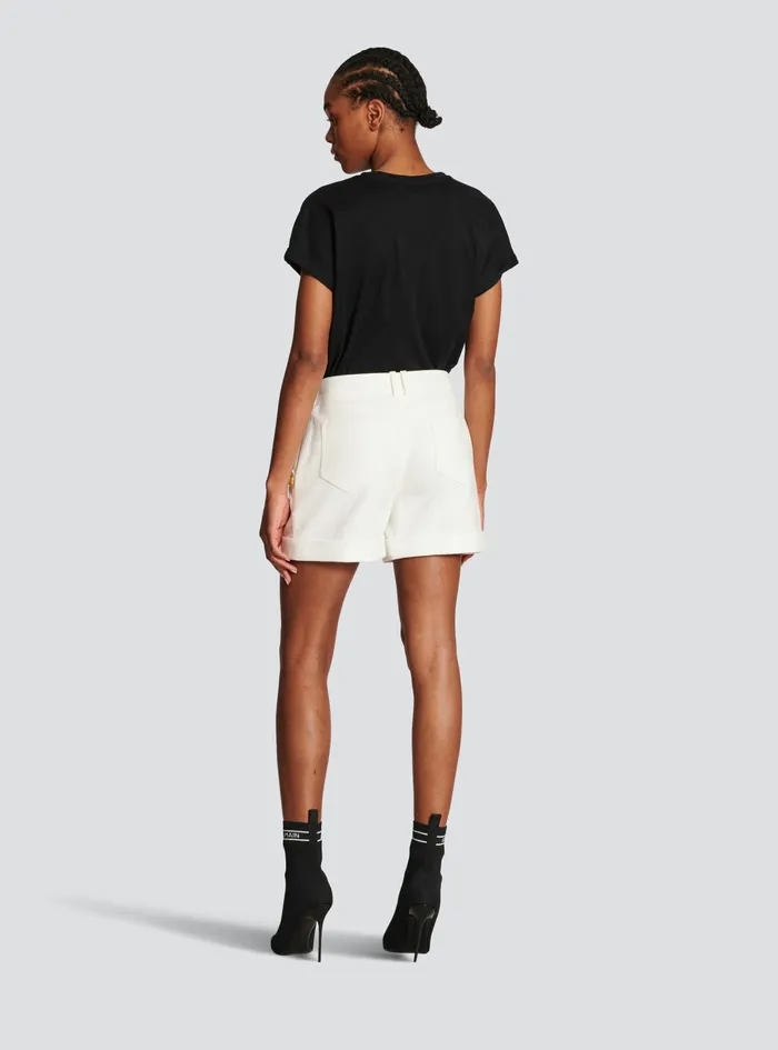 Balmain Trousers And Shorts Womens Cotton LowRise Shorts White Balmain Trousers And Shorts Womens Cotton LowRise Shorts White