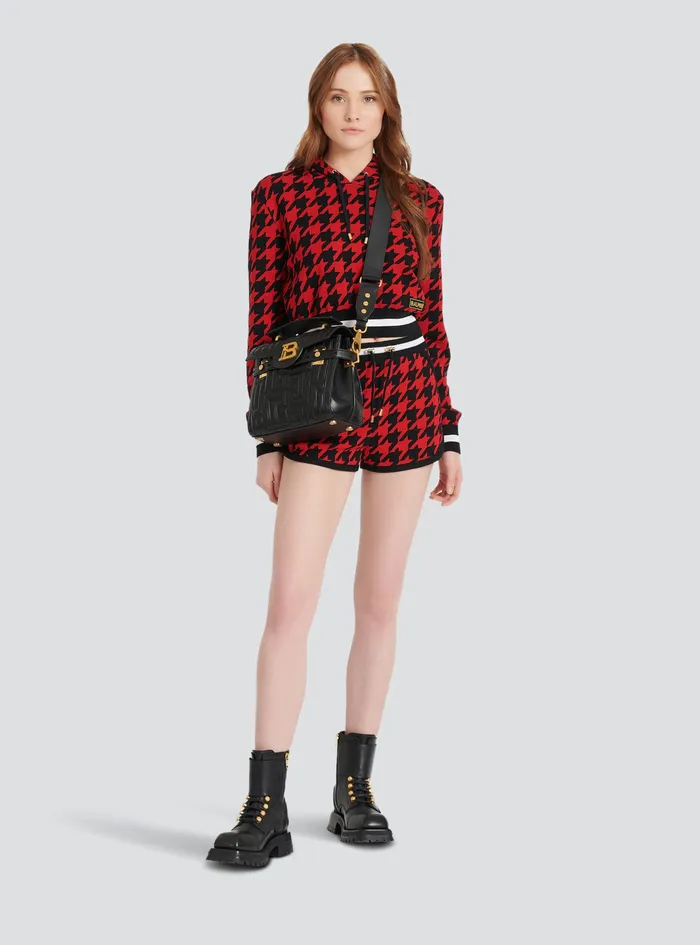 Balmain Trousers And Shorts Womens Houndstooth Print Knit Shorts Red Balmain Trousers And Shorts Womens Houndstooth Print Knit Shorts Red