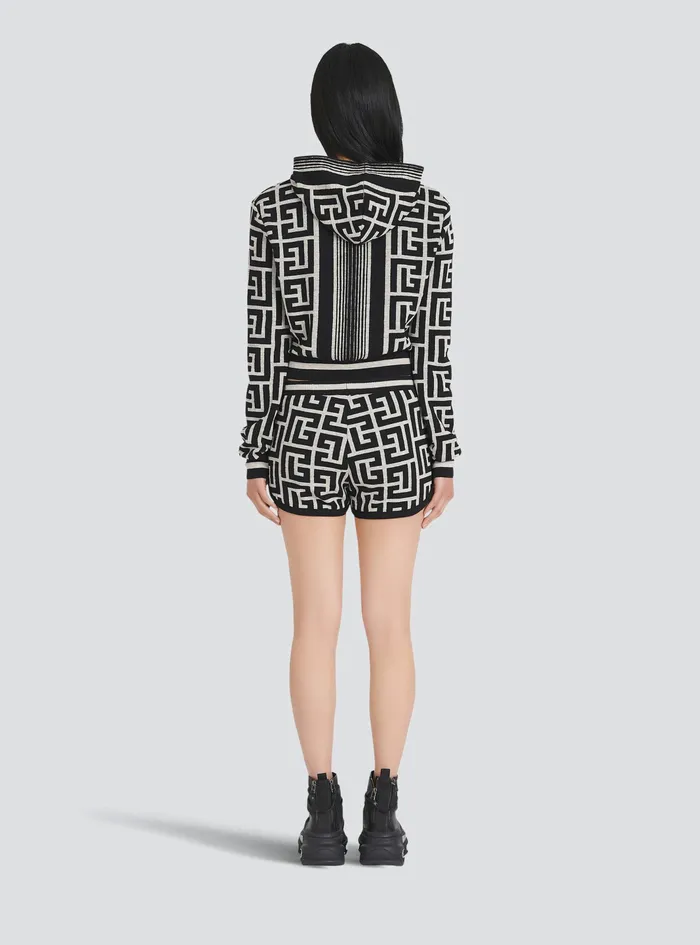 Balmain Trousers And Shorts Womens Knit Shorts With Balmain Monogram Black Balmain Trousers And Shorts Womens Knit Shorts With Balmain Monogram Black