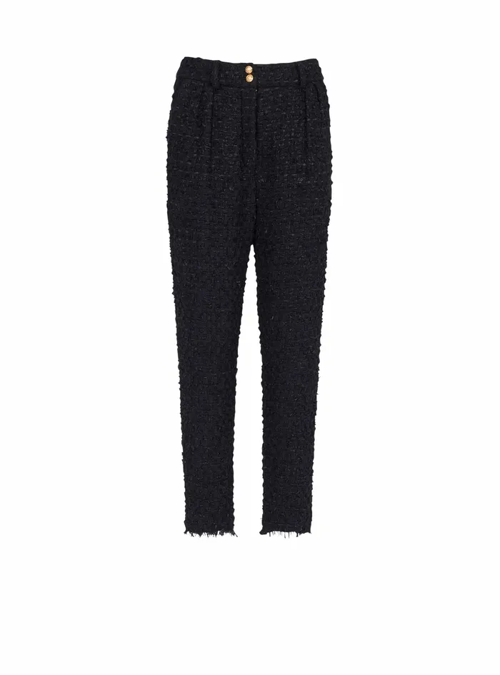 Balmain Trousers And Shorts Womens Tweed Carrots Pants Black