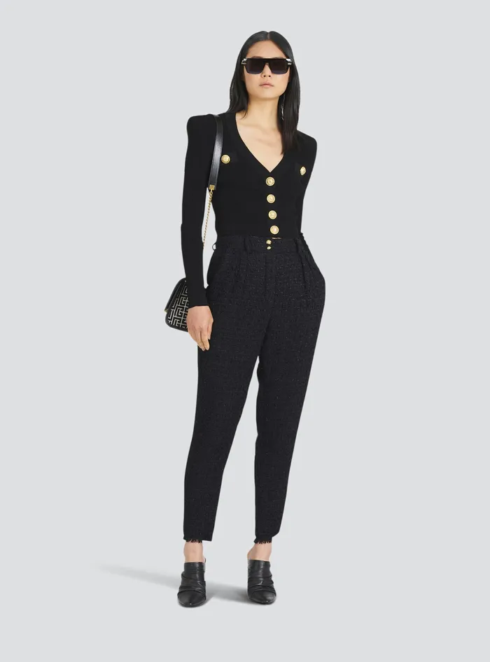 Balmain Trousers And Shorts Womens Tweed Carrots Pants Black Balmain Trousers And Shorts Womens Tweed Carrots Pants Black