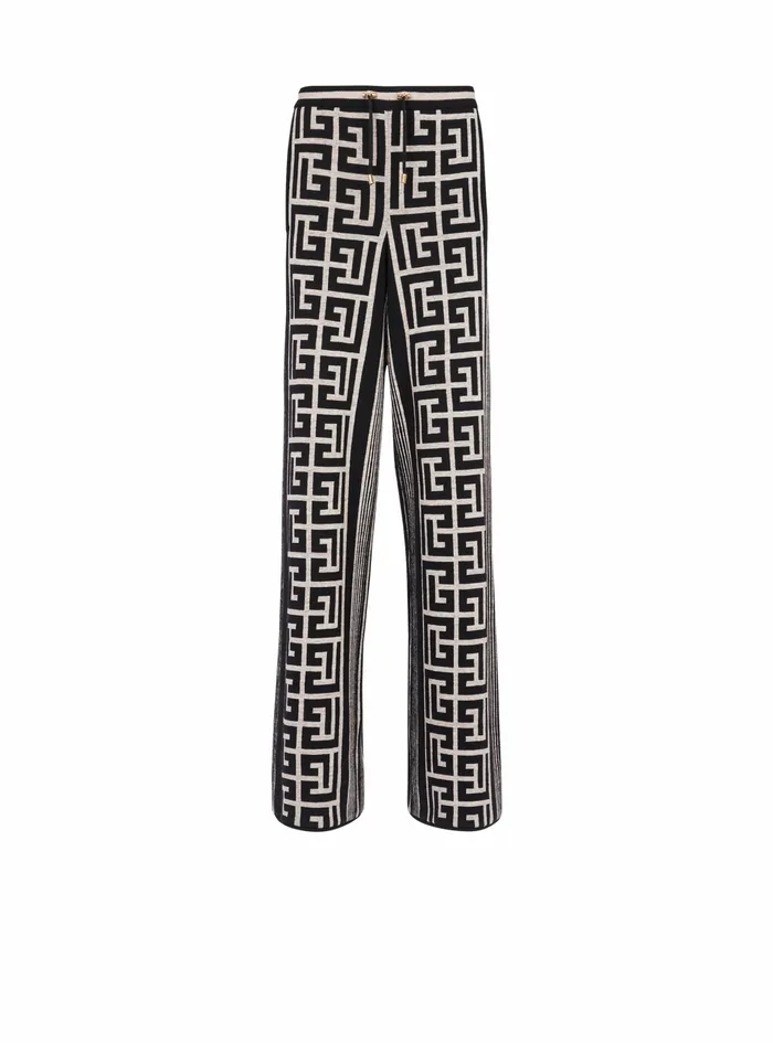 Balmain Trousers And Shorts Womens Wide Balmain Monogram Pants Black