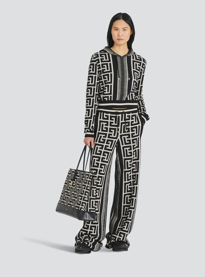 Balmain Trousers And Shorts Womens Wide Balmain Monogram Pants Black Balmain Trousers And Shorts Womens Wide Balmain Monogram Pants Black