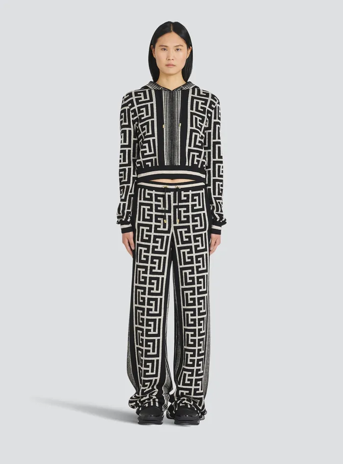 Balmain Trousers And Shorts Womens Wide Balmain Monogram Pants Black Balmain Trousers And Shorts Womens Wide Balmain Monogram Pants Black