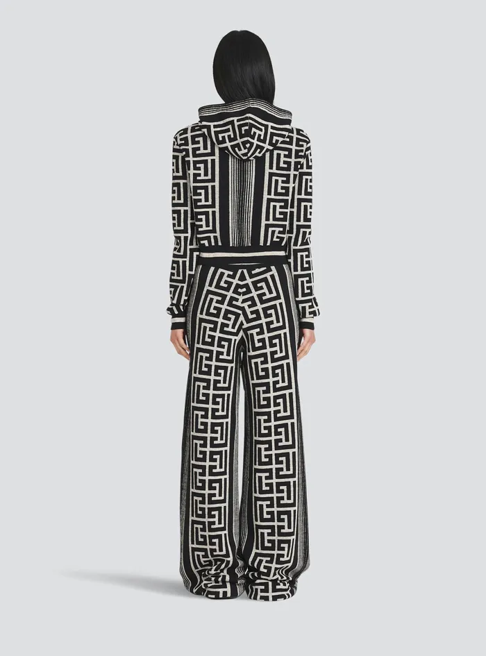 Balmain Trousers And Shorts Womens Wide Balmain Monogram Pants Black Balmain Trousers And Shorts Womens Wide Balmain Monogram Pants Black
