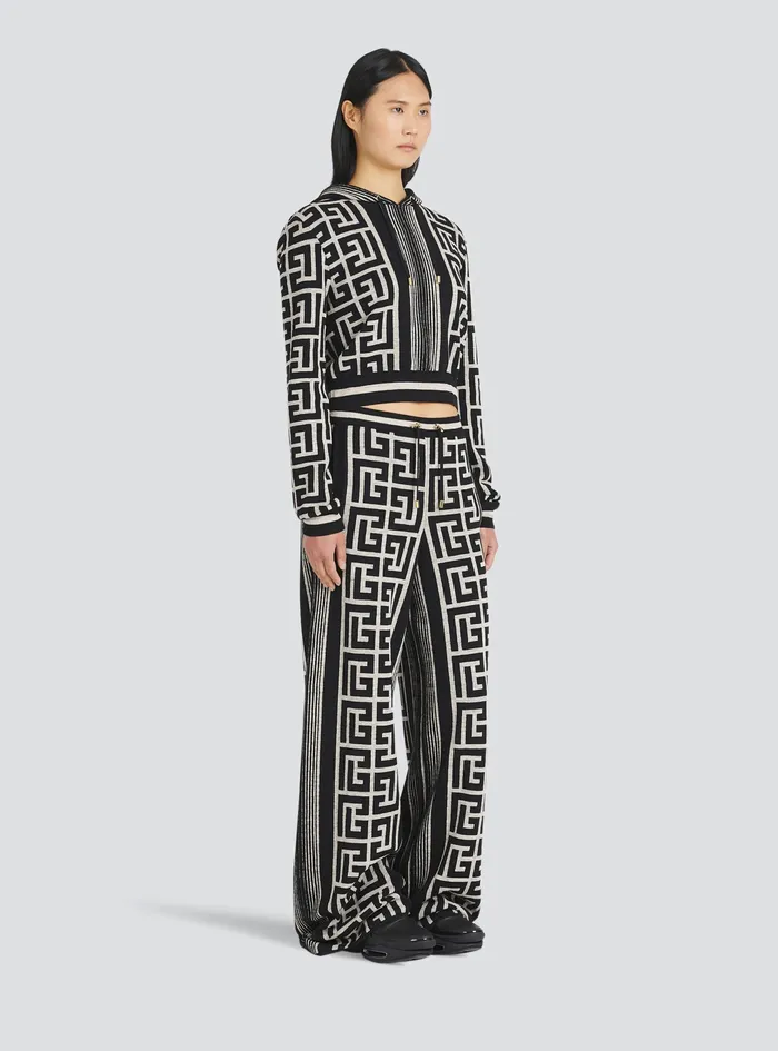 Balmain Trousers And Shorts Womens Wide Balmain Monogram Pants Black Balmain Trousers And Shorts Womens Wide Balmain Monogram Pants Black