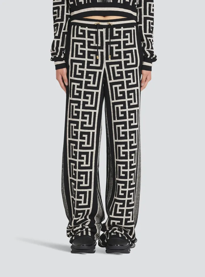 Balmain Trousers And Shorts Womens Wide Balmain Monogram Pants Black Balmain Trousers And Shorts Womens Wide Balmain Monogram Pants Black