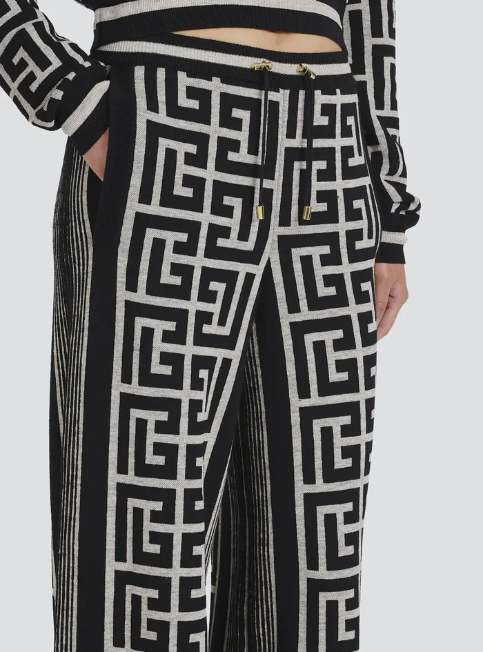 Balmain Trousers And Shorts Womens Wide Balmain Monogram Pants Black Balmain Trousers And Shorts Womens Wide Balmain Monogram Pants Black