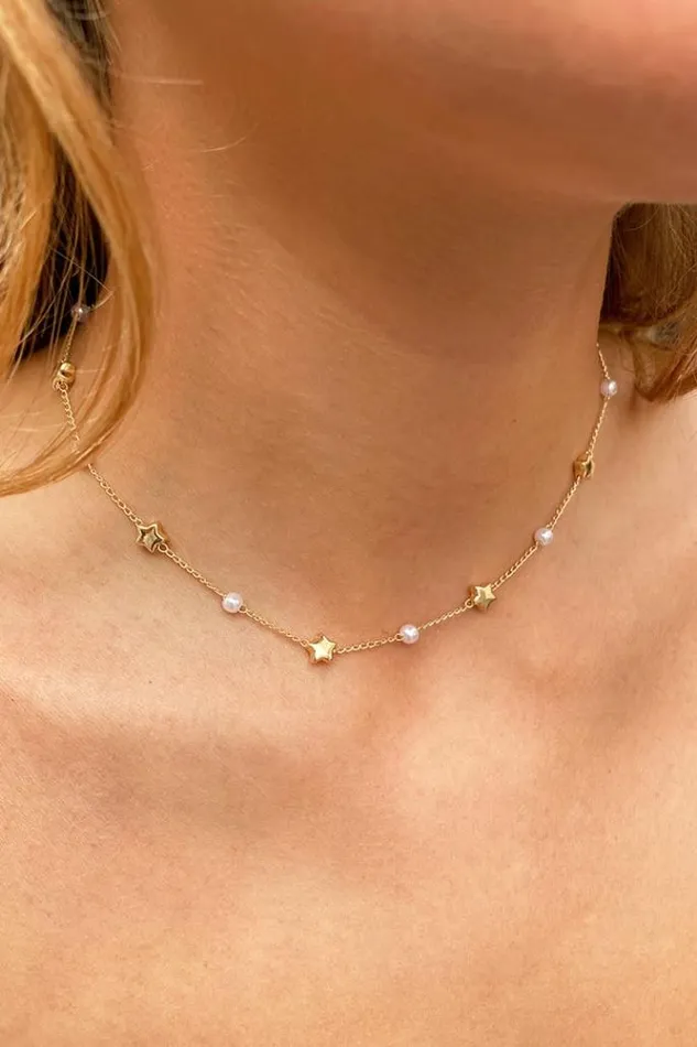 Beads And Stars Necklace Women Subdued Accessories