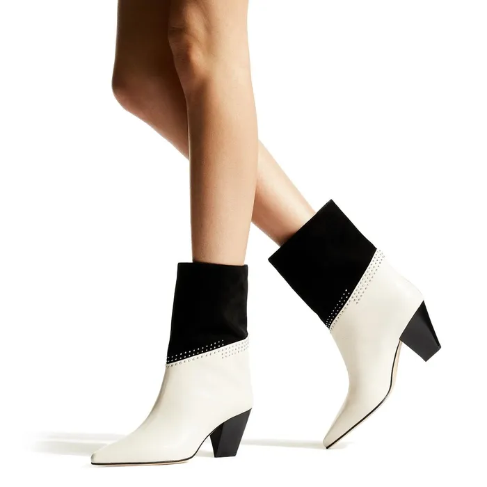 Bear 65 Latte And Black Nappa Leather Cowboy Boots With Microstuds Latteblack Women JIMMY CHOO Boots