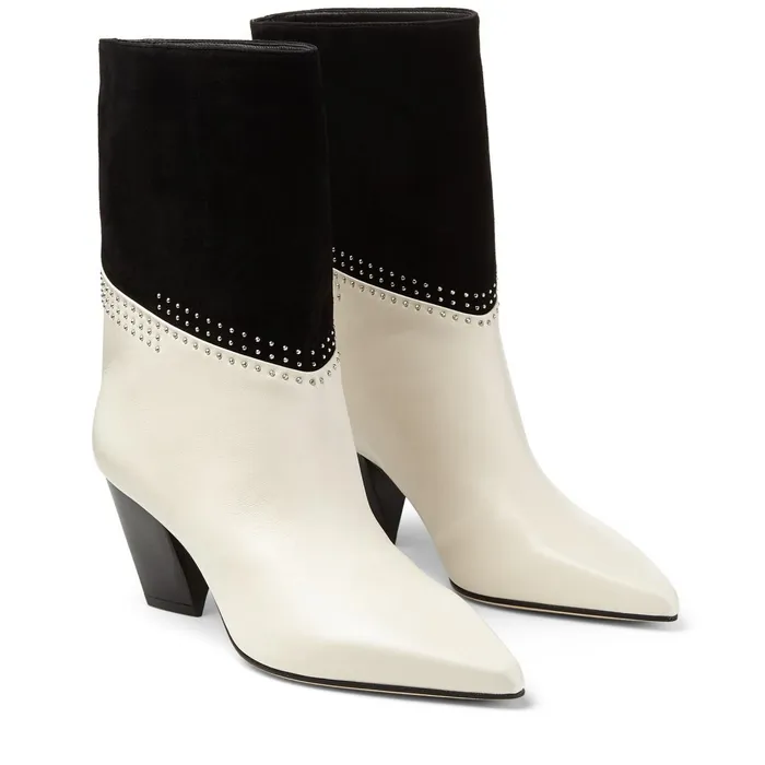 Bear 65 Latte And Black Nappa Leather Cowboy Boots With Microstuds Latteblack Women JIMMY CHOO Boots