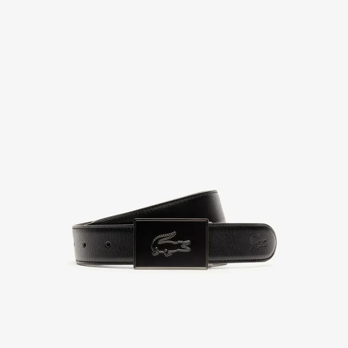 Belts Lacoste Mens Reversible Leather Belt And Interchangeable Buckles Gift Set Noir Marron Casaul