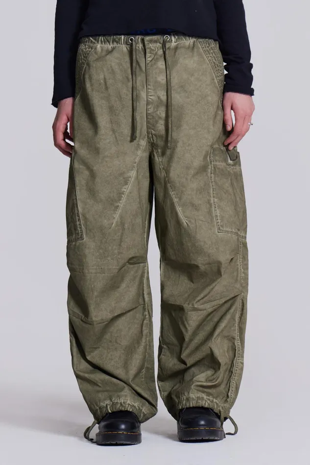Bestsellers Men Jaded London Shop Khaki Oil Wash Parachute Pants