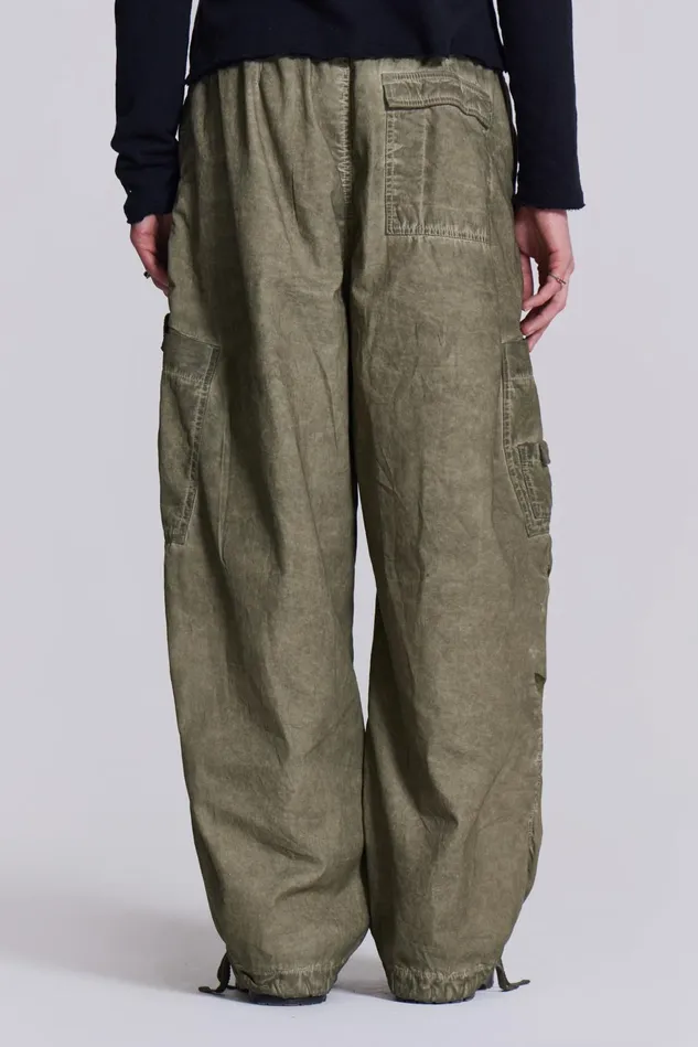 Bestsellers Men Jaded London Shop Khaki Oil Wash Parachute Pants