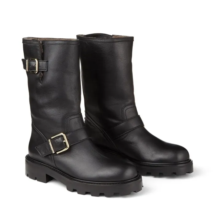 Biker Ii Lined Black Smooth Leather Biker Boots With Shearling Lining Blacknatural Women JIMMY CHOO Boots