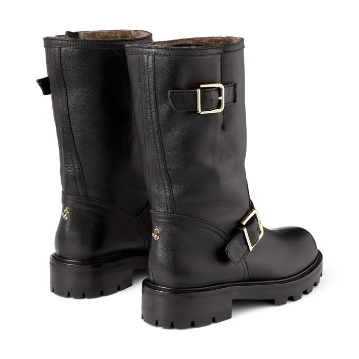Biker Ii Lined Black Smooth Leather Biker Boots With Shearling Lining Blacknatural Women JIMMY CHOO Boots