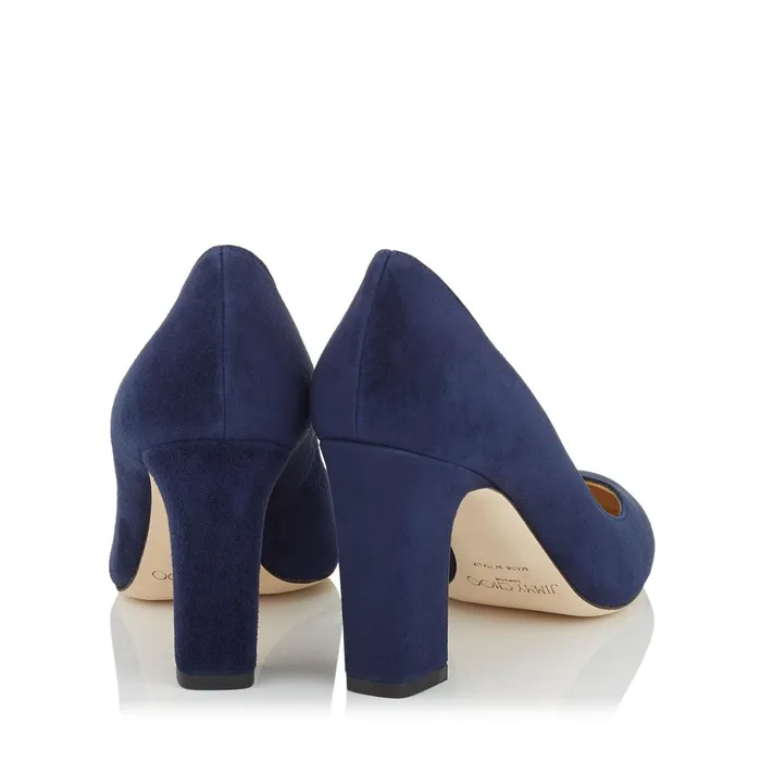Billie 85 Navy Suede Round Toe Pumps With Chunky Heel Navy Women JIMMY CHOO Pumps Billie 85 Navy Suede Round Toe Pumps With Chunky Heel Navy Women JIMMY CHOO Pumps