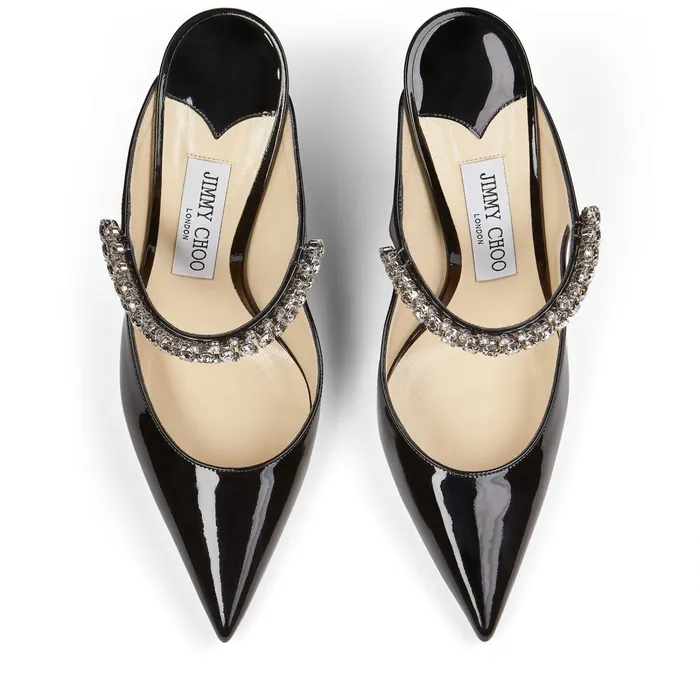 Bing 100 Black Patent Leather Mules With Crystal Strap Black Women JIMMY CHOO Mules