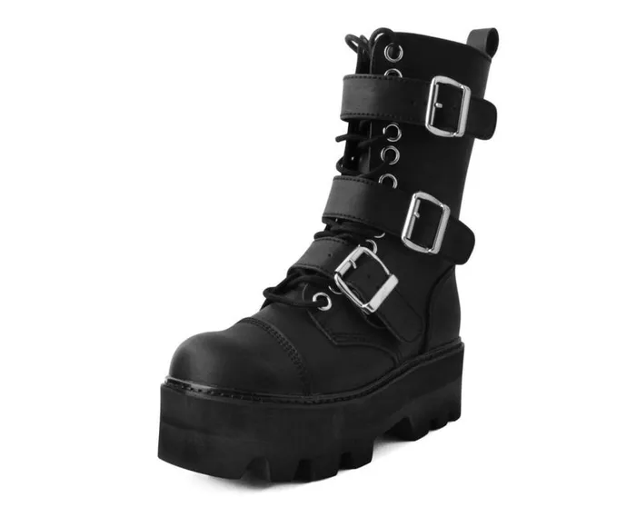 Black 12Eye 3Strap Dino Boot Men TUK Shoes Boots