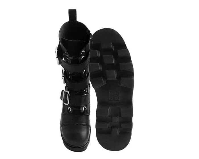 Black 12Eye 3Strap Dino Boot Men TUK Shoes Boots