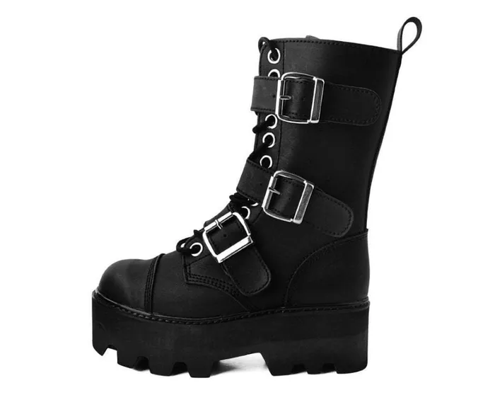 Black 12Eye 3Strap Dino Boot Men TUK Shoes Boots