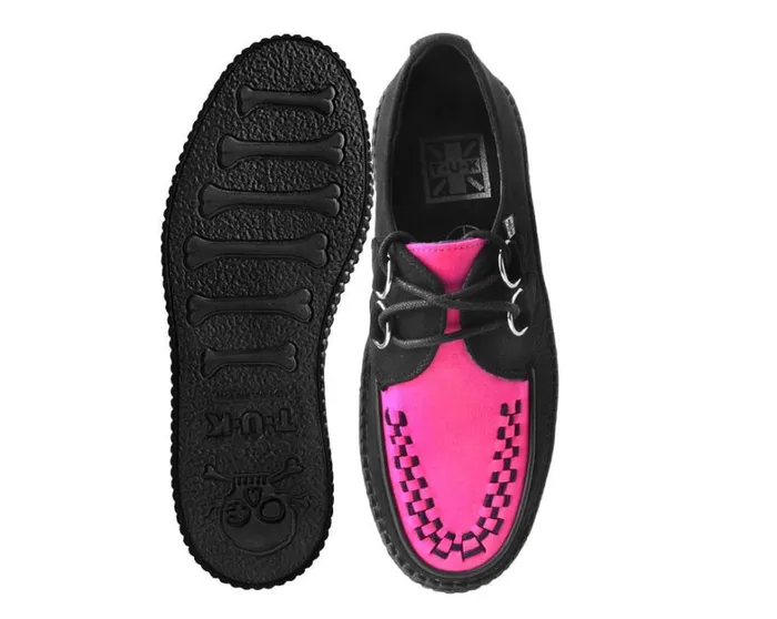 Black and Neon Pink Viva Mondo Creeper Women TUK Shoes Vegan Black and Neon Pink Viva Mondo Creeper Women TUK Shoes Vegan