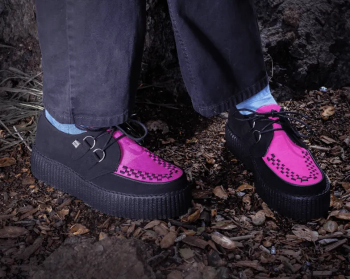 Black and Neon Pink Viva Mondo Creeper Women TUK Shoes Vegan Black and Neon Pink Viva Mondo Creeper Women TUK Shoes Vegan