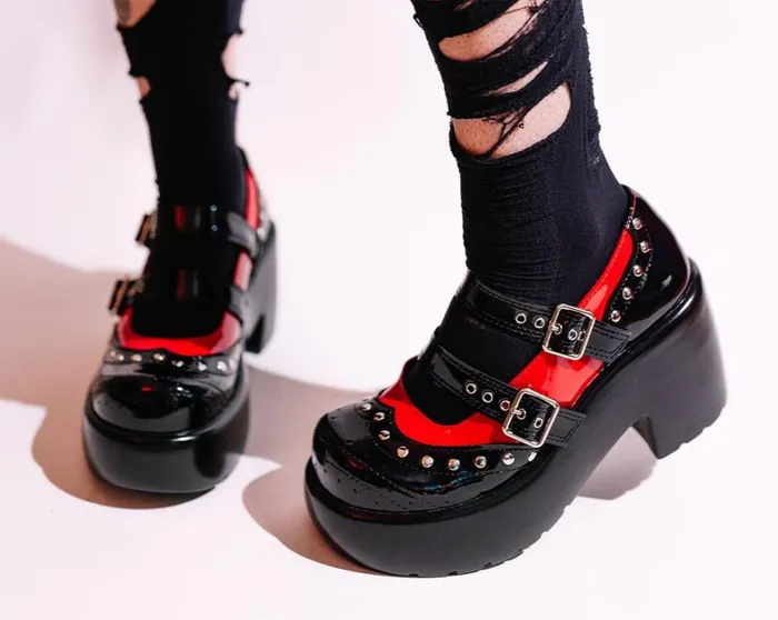 Black and Red Patent Brogue Bubble Mary Jane Women TUK Shoes Mary Janes Black and Red Patent Brogue Bubble Mary Jane Women TUK Shoes Mary Janes