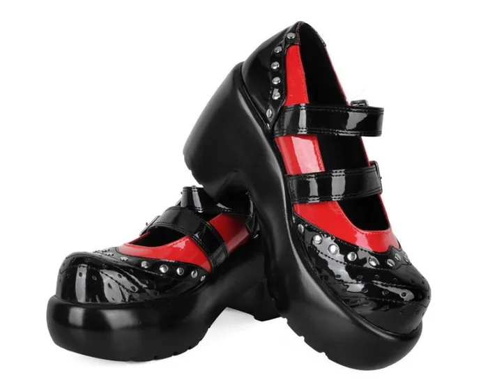 Black and Red Patent Brogue Bubble Mary Jane Women TUK Shoes Mary Janes Black and Red Patent Brogue Bubble Mary Jane Women TUK Shoes Mary Janes