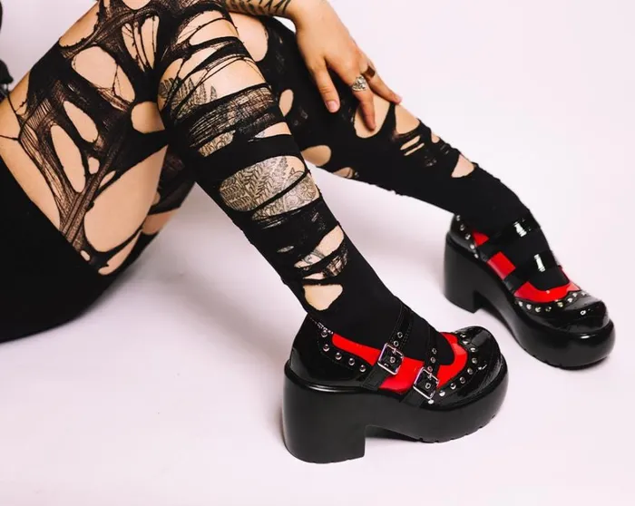 Black and Red Patent Brogue Bubble Mary Jane Women TUK Shoes Mary Janes Black and Red Patent Brogue Bubble Mary Jane Women TUK Shoes Mary Janes