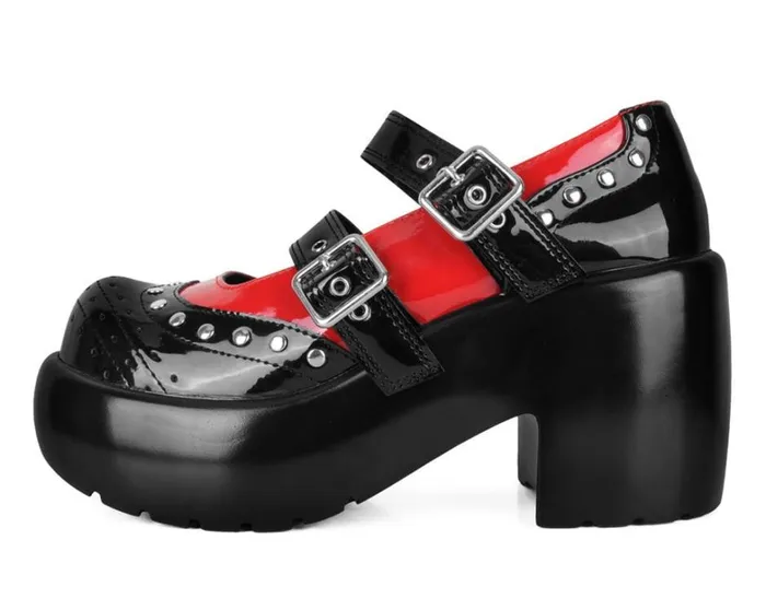 Black and Red Patent Brogue Bubble Mary Jane Women TUK Shoes Mary Janes Black and Red Patent Brogue Bubble Mary Jane Women TUK Shoes Mary Janes