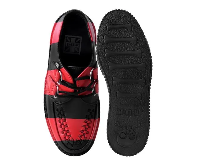 Black and Red Striped Viva Mondo Creeper Women TUK Shoes Vegan Black and Red Striped Viva Mondo Creeper Women TUK Shoes Vegan