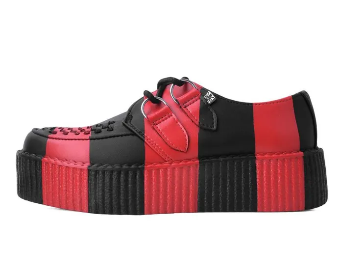 Black and Red Striped Viva Mondo Creeper Women TUK Shoes Vegan Black and Red Striped Viva Mondo Creeper Women TUK Shoes Vegan