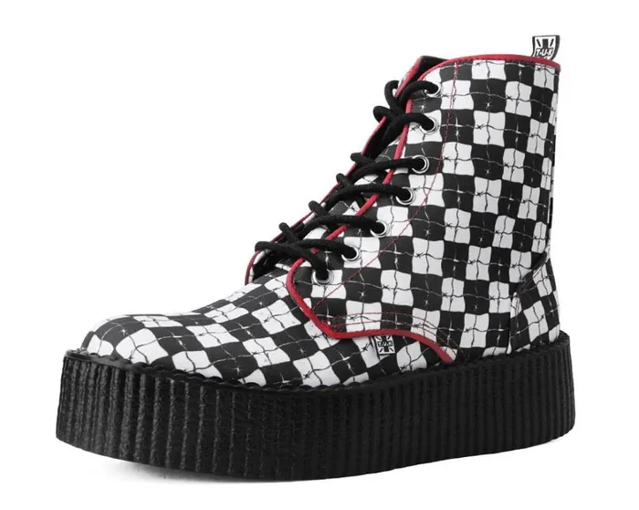 Black and White Checkered Barbwire Mondo Boot Women TUK Shoes Boots
