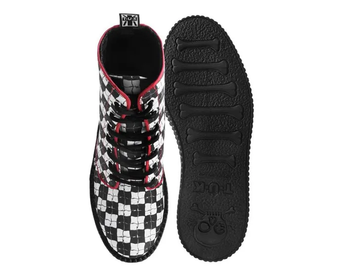 Black and White Checkered Barbwire Mondo Boot Women TUK Shoes Boots Black and White Checkered Barbwire Mondo Boot Women TUK Shoes Boots