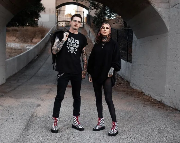 Black and White Checkered Barbwire Mondo Boot Women TUK Shoes Boots Black and White Checkered Barbwire Mondo Boot Women TUK Shoes Boots
