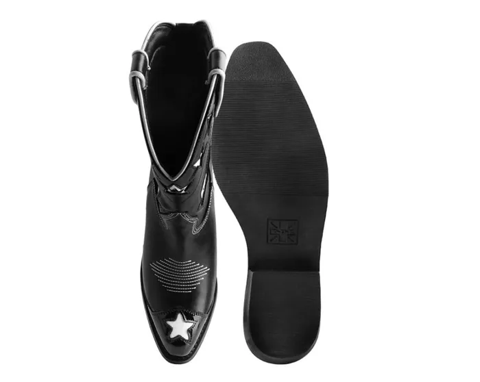 Black and White Horseshoe Star Western Boot Women TUK Shoes Vegan Black and White Horseshoe Star Western Boot Women TUK Shoes Vegan