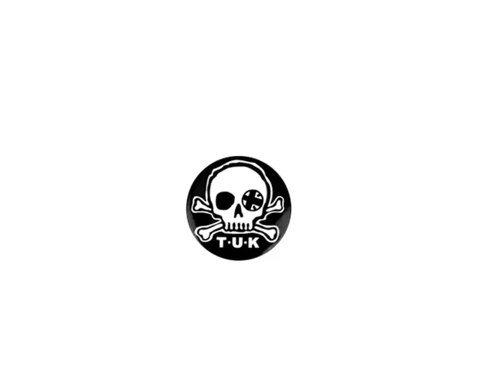 Black and White Skull Logo Pin Adult TUK Shoes Stickers Pins Patches Totes Black and White Skull Logo Pin Adult TUK Shoes Stickers Pins Patches Totes