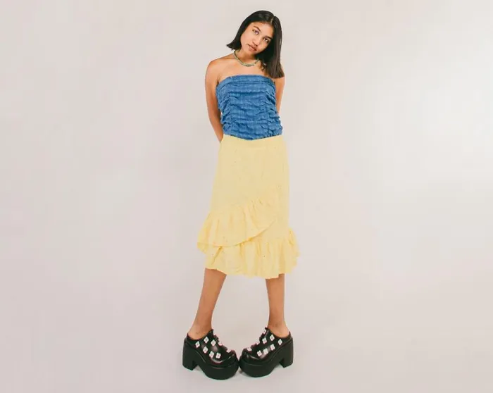Black Burnished White Flower Anarchic Bubble Clog Women TUK Shoes Platforms Black Burnished White Flower Anarchic Bubble Clog Women TUK Shoes Platforms