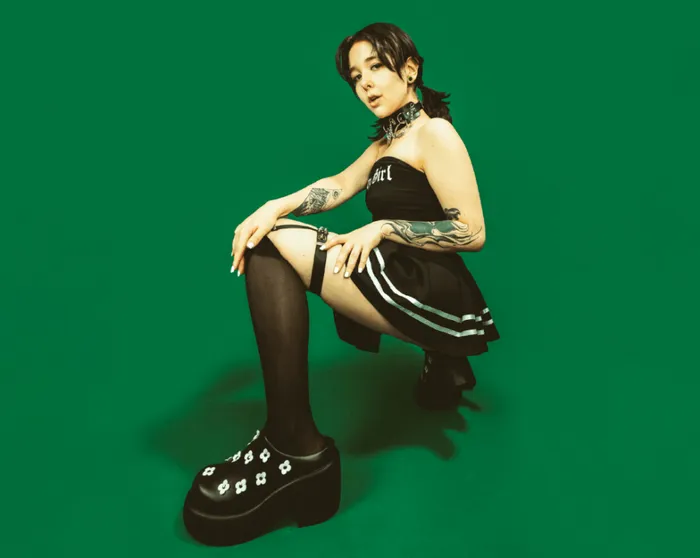 Black Burnished White Flower Anarchic Bubble Clog Women TUK Shoes Platforms Black Burnished White Flower Anarchic Bubble Clog Women TUK Shoes Platforms
