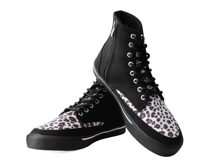 Black Canvas and Leopard 8Eye Sneaker Boot Men TUK Shoes Vegan Black Canvas and Leopard 8Eye Sneaker Boot Men TUK Shoes Vegan