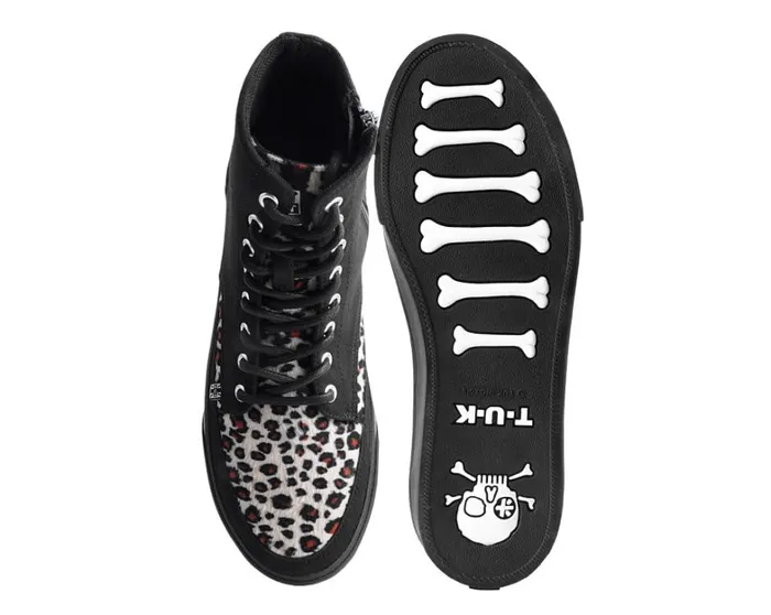 Black Canvas and Leopard 8Eye Sneaker Boot Men TUK Shoes Vegan Black Canvas and Leopard 8Eye Sneaker Boot Men TUK Shoes Vegan