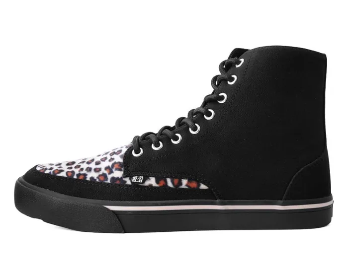 Black Canvas and Leopard 8Eye Sneaker Boot Men TUK Shoes Vegan Black Canvas and Leopard 8Eye Sneaker Boot Men TUK Shoes Vegan